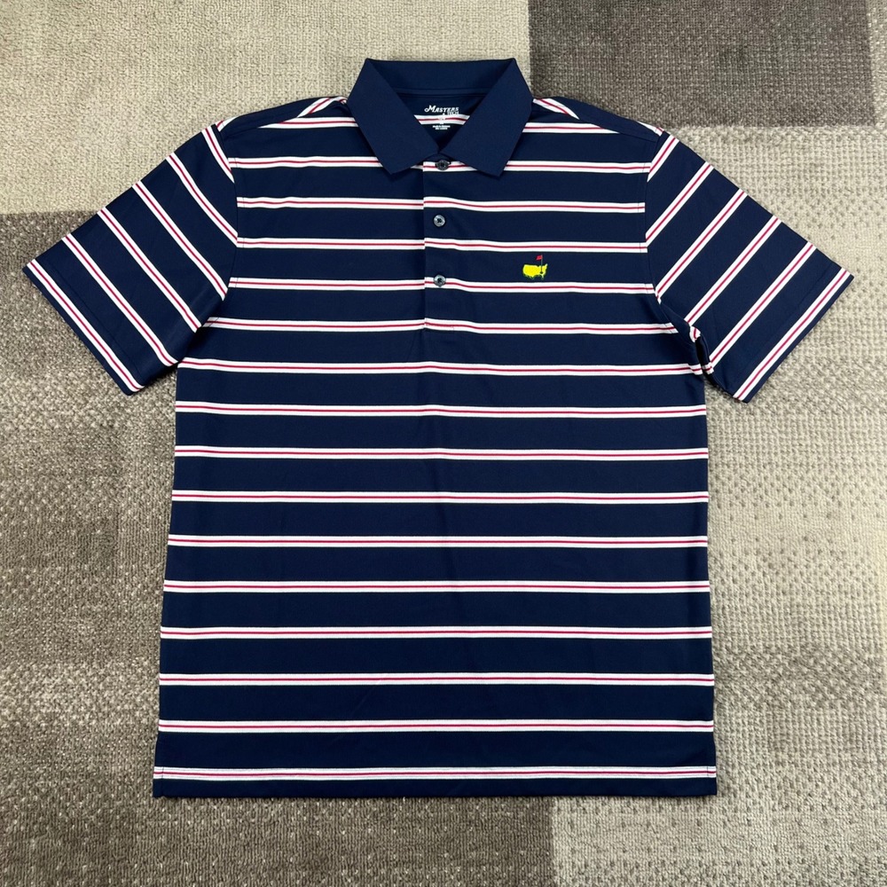 Masters Tech Mens Navy Blue Striped Performance G… - image 1
